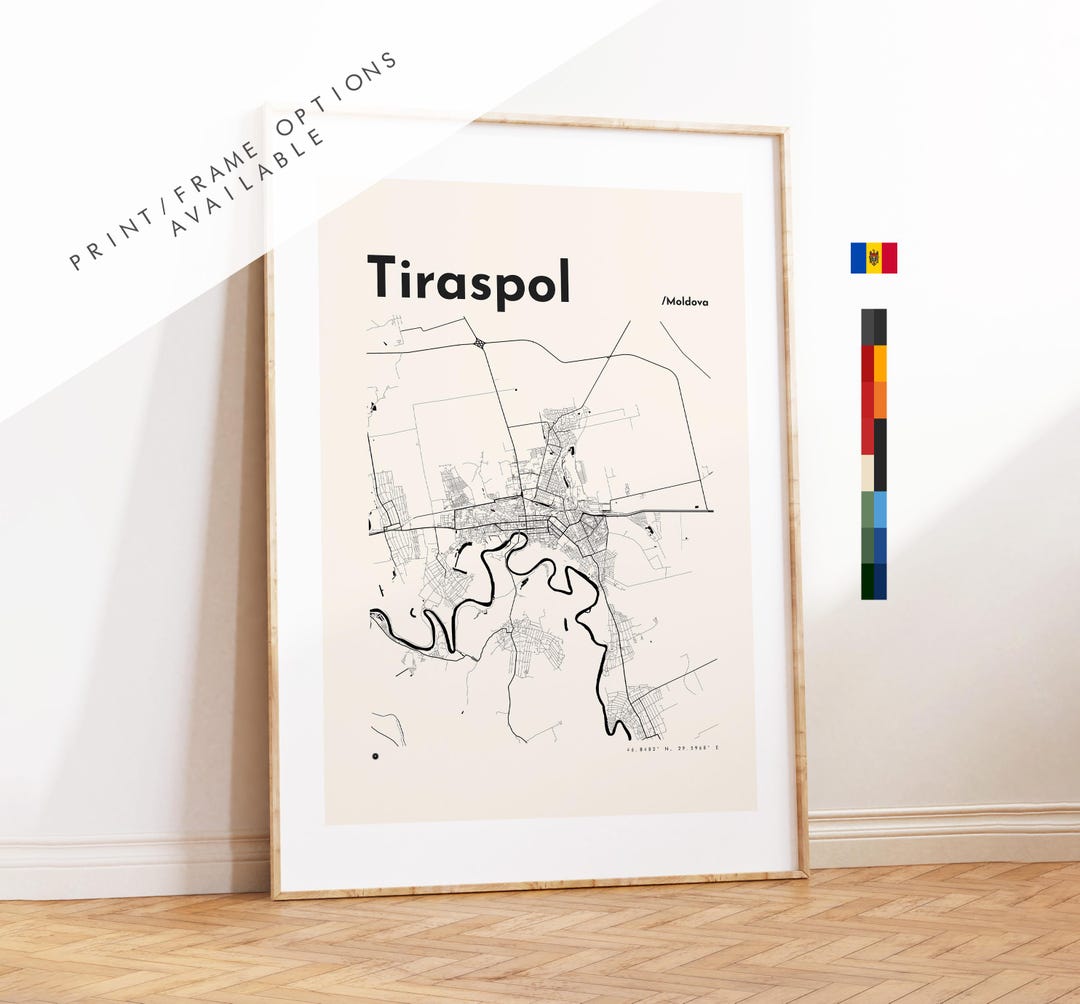 Tiraspol Map Print Custom Options Colours Available Prints Or Il 8g12 