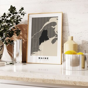 Maine Print - Custom Map Print - Personalised Text Gift Options - Frames/Canvas Options - Vintage Style Map Print