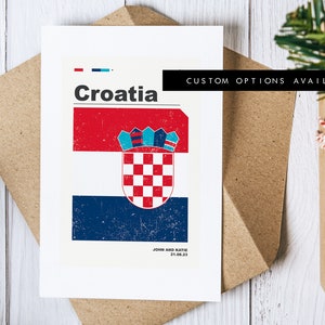 Carte de voeux Croatie - carte de voeux personnalisée - drapeau de la Croatie - carte vierge - enveloppe recyclée incluse - carte de voeux Croatie - anniversaire