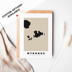 Aangepaste wenskaart Mykonos - kraftenvelop inbegrepen - aangepaste tekst - Mykonos-wenskaart - jubileum - verrassingsreis - verjaardag