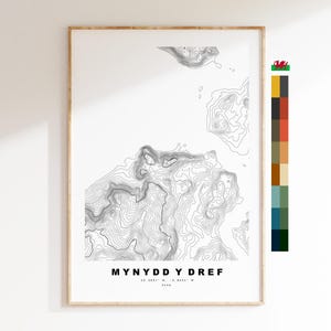 Mynydd y Dref Map Print (Conwy Mountain) - Contour Map - Conwy Mountain - Wales - Topographische Karte - Print - Wandkunst - Carneddau Reihe