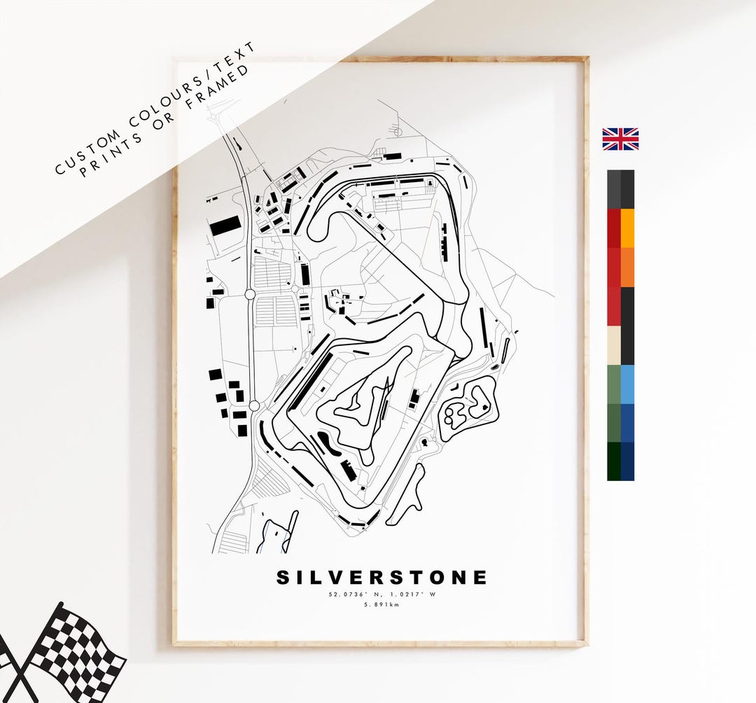 Silverstone Print Silverstone Print - Grand Prix Track Circuit - Gifts for Him - Gift for ...