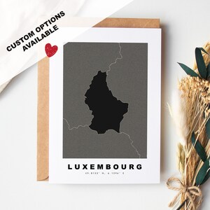 Luxemburg Grußkarte - Kraft Umschlag enthalten - Benutzerdefinierter Text - Luxemburg Grußkarte - Jahrestag - Überraschungsreise - Geburtstag