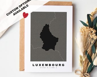 Luxembourg Custom Greeting Card - Kraft Envelope Included - Custom Text - Luxembourg Greeting Card - Anniversary - Surprise Trip - Birthday