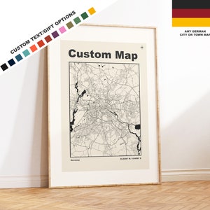 Custom German City Map Print - Any City or Town - 18 Colours/Styles - Custom Text Options - Germany City Map Prints - Germany Cities