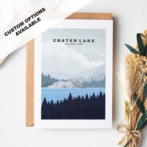 Cartão de felicitações Crater Lake - Parque Nacional Crater Lake - Cartões de felicitações dos parques nacionais dos EUA - Envelope incluído - Cartão branco reciclado