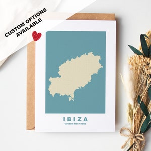 Ibiza-wenskaart - aangepaste opties beschikbaar - kraftenvelop inbegrepen - jubileum - verjaardag - verrassingsreis - aangepaste kaart