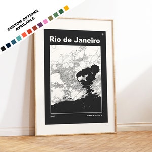 Rio de Janeiro Map Print - Custom options/colours available - Prints or Framed Prints - Rio de Janeiro, Brazil - Custom Text for Gift