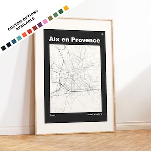 Aix en Provence Map Print - Print, Framed or on Canvas -  Poster - Aix en Provence France - Custom Text Options  - France City Maps