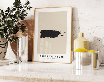 Porto Rico Druck - Benutzerdefinierter Kartendruck - Geschenkoptionen mit personalisiertem Text - Rahmen / Leinwandoptionen - Vintage Style Map Print