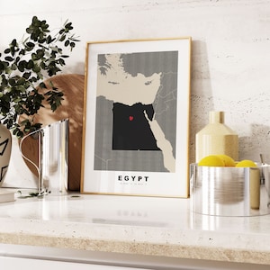 Ägypten Druck - Benutzerdefinierter Kartendruck - Geschenkoptionen mit personalisiertem Text - Rahmen / Leinwandoptionen - Kartendruck im Vintage-Stil