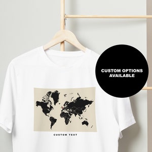 Custom World Map T Shirt - Custom T Shirt - Any Country - Map T Shirt -  Minimalist T Shirt - Retro Map - Vintage Map - Travel Gift - Map