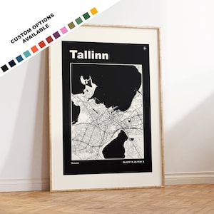 Tallinn Map Print - Print, Framed or on Canvas - Tallinn Poster - Tallinn Estonia - Custom Text Options - Map Wall Art - Gift