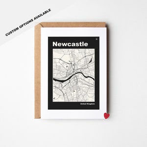 Newcastle-wenskaart - aangepaste opties beschikbaar - Newcastle Upon Tyne - mat karton - envelop inbegrepen - gratis verzending in het VK