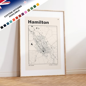 Hamilton Carte imprimée - Nouvelle-Zélande - Carte de la ville de la Nouvelle-Zélande - Carte personnalisée