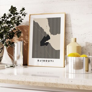 Djibouti Print - Custom Map Print - Personalised Text Gift Options - Frames/Canvas Options - Vintage Style Map Print