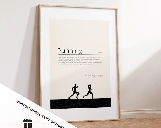 Running Definition Print - Custom Text/Quote Options - Customised Gift - Framed or Canvas - Quote Print - Different Colours Available
