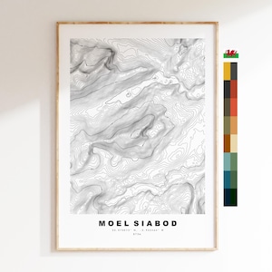 Moel Siabod Print - Contour Map - Snowdonia - Wales - Topographic Map - Print - Poster - Wall Art - Moel Siabod Poster - Moelwynion Range