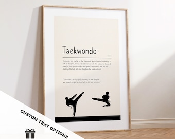 Taekwondo Definition Print - Custom Text/Quote Options - Customised Gift - Framed or Canvas - Quote Print - Different Colours Available