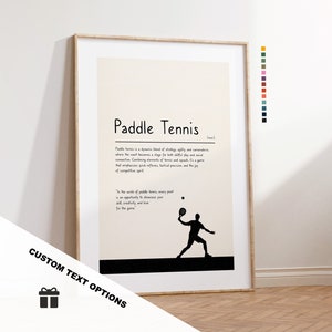 Paddle Tennis Definition Print - Benutzerdefinierte Text- / Zitatoptionen - Individuelles Geschenk - Gerahmt oder Leinwand - Zitat Druck - verschiedene Farben erhältlich