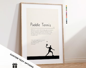 Impresión de definición de pádel - Opciones de texto/cita personalizadas - Regalo personalizado - Enmarcado o lienzo - Impresión de cita - Diferentes colores disponibles