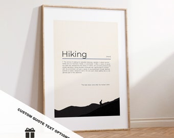 Hiking Definition Print - Custom Text/Quote Options - Customised Gift - Framed or Canvas - Quote Print - Different Colours Available