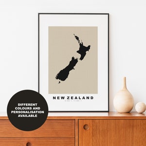 New Zealand Print - Custom Map Print - Different Colours - Vintage Style Map Print -  New Zealand Map Poster -  New Zealand Map Print