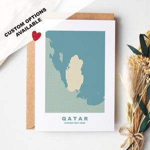 Tarjeta de felicitación de Qatar - Opciones personalizadas disponibles - Sobre Kraft incluido - Aniversario - Cumpleaños - Viaje sorpresa - Tarjeta personalizada