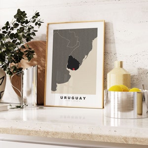 Uruguay-Druck - Benutzerdefinierter Kartendruck - personalisierte Textgeschenkoptionen - Rahmen- / Leinwandoptionen - Vintage-Kartendruck