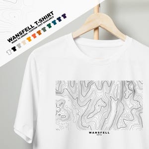 T-shirt Wansfell - T-shirt carte des contours - Différentes couleurs disponibles - Texte personnalisé - T-shirt Wansfell - Région des lacs -