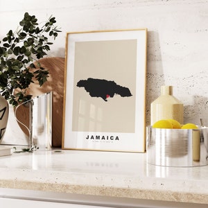 Impressão Jamaica - Impressão de mapa personalizado - Opções de presente com texto personalizado - Opções de molduras/telas - Impressão de mapa estilo vintage