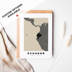 Tarjeta de felicitación personalizada de Ecuador - Sobre Kraft incluido - Texto personalizado - Tarjeta de felicitación de Ecuador - Aniversario - Viaje sorpresa - Cumpleaños
