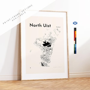 North Uist Map Print - Custom options/colours available - Prints or Framed Prints - Scotland