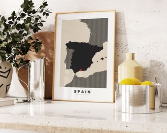 Impression de l'Espagne - impression de carte personnalisée - options de texte personnalisées pour le cadeau - options de cadres/toile - impression de carte de Style vintage
