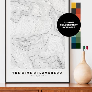 Tre Cime di Lavaredo Carta Geografica  -  Manifesto - Stampa  Manifesto della mappa