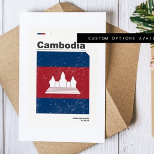 Carte de voeux Cambodge - Carte de voeux personnalisée - Cambodge - Carte vierge - Enveloppe recyclée incluse - Carte de voeux Cambodge - Anniversaire