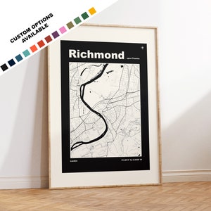 Richmond upon Thames Map Print - Custom options/colours available - Prints or Framed Prints - Richmond London - Custom Text for Gift