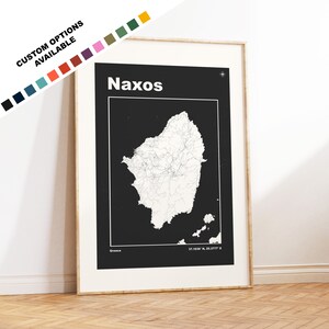Naxos Karte Druck - Benutzerdefinierte Optionen / Farben erhältlich - Drucke oder gerahmte Drucke - Naxos, Griechenland - Benutzerdefinierter Text für Geschenk