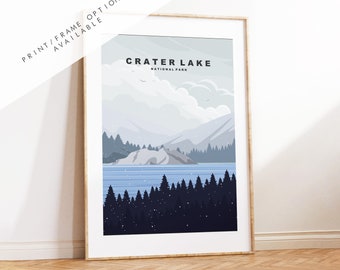 Crater Lake National Park Print - US National Park Poster - Prints, Framed or Canvas - USA National Parks - Crater Lake Travel Poster