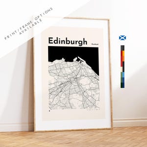 Mapa de Edimburgo impreso - Opciones y colores personalizados disponibles - Láminas o láminas enmarcadas - Escocia