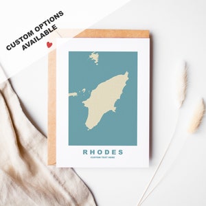 Cartão de felicitações Rhodes - Opções personalizadas - Envelope Kraft - Aniversário - Aniversário - Viagem surpresa - Ródos - Ρόδος - Grécia