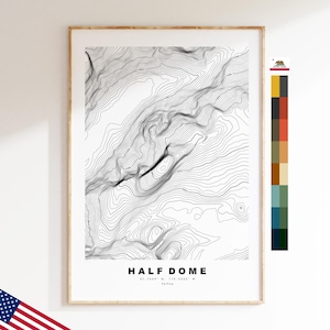 Half Dome Druck - Vereinigte Staaten - Konturkarte - Topographie - Topografische Karte - Druck - Poster - Kartendruck