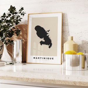 Martinique Print - Custom Map Print - Personalised Text Gift Options - Frames/Canvas Options - Vintage Style Map Print