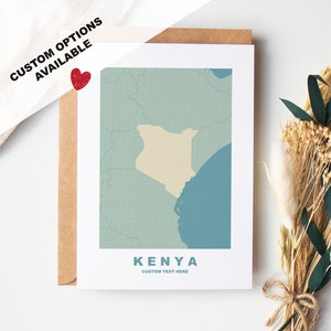 Carte de voeux Kenya - Options personnalisées disponibles - Enveloppe recyclée incluse
