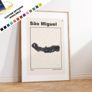 Sao Miguel Imprimer - Açores Map Print - Açores Wall Art - Carte - Imprimer - Affiche - Cadeau