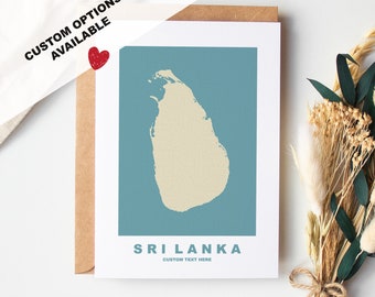 Sri Lanka Greeting Card - Custom Options Available - Kraft Envelope Included - Anniversary - Birthday - Surprise Trip - Custom Card