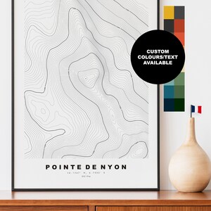 Pointe de Nyon Mapa - Póster -  Topografía - Contorno - Imprimir