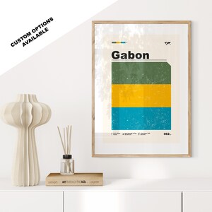Gabon Flag Print - Flag Poster - Mid Century Modern - Custom Options Available - Framed or Canvas Prints Available - Custom Gift