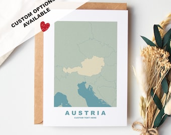 Austria Greeting Card - Custom Options Available - Kraft Envelope Included - Anniversary - Birthday - Surprise Trip - Custom Card