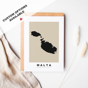 Malta Biglietto di auguri personalizzato - Busta Kraft inclusa - Testo personalizzato - Biglietto di auguri Malta - Anniversario - Viaggio a sorpresa - Compleanno
